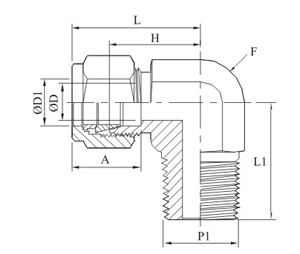 Male Elbow Tube Metric Iso Tapered Thread Drawing