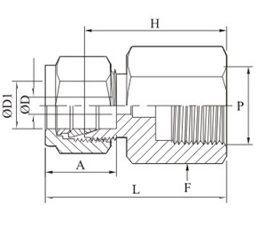 Female Connector Tube To Female Iso Parallel Thread Drawing